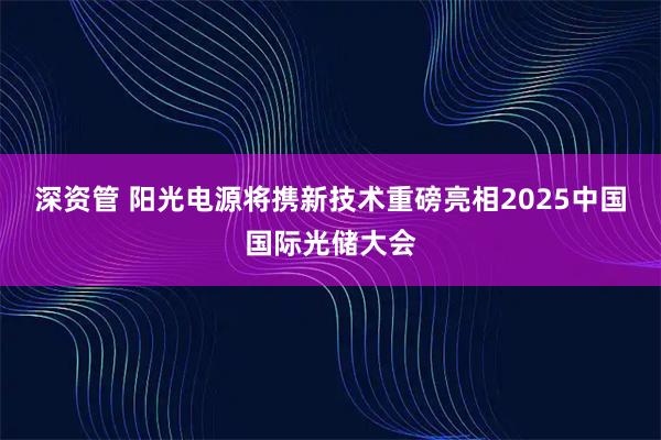 深资管 阳光电源将携新技术重磅亮相2025中国国际光储大会