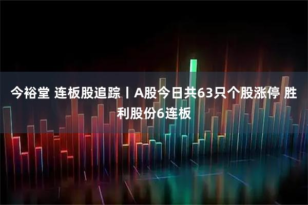 今裕堂 连板股追踪丨A股今日共63只个股涨停 胜利股份6连板